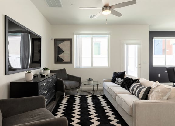 Bright living room with open layout in North Las Vegas home for rent