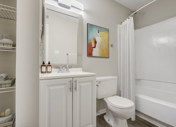 the timbers raleigh nc apartments for rent bathroom with white vanity and large tub shower combination
