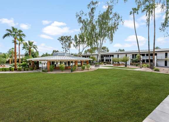 Pet-friendly community with outdoor spaces and amenities at Sentry Tempe apartments in Tempe near Mesa, Arizona
