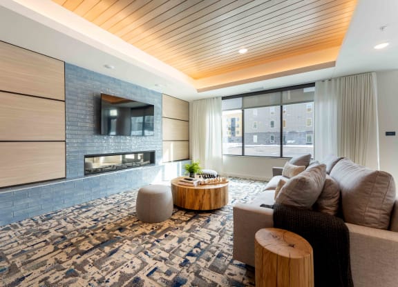 a living room with a couch and a television