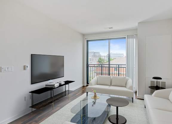 living room with balcony