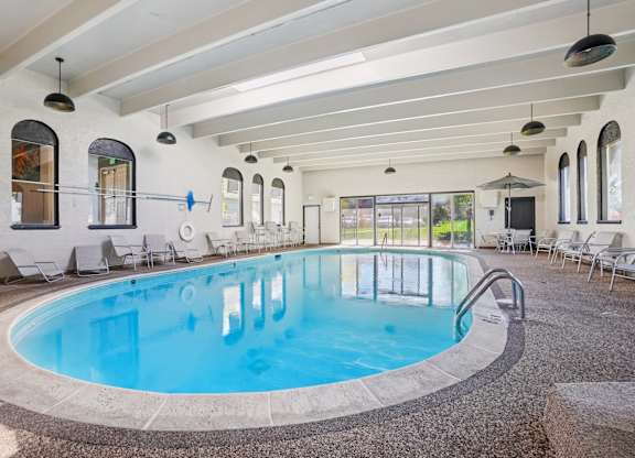 Indoor heated swimming pool at Trailgrove Apartments in Southeast Denver offering year-round recreation for residents.