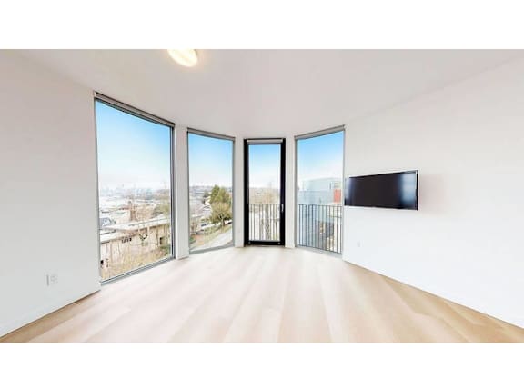 Living room with wood-style flooring