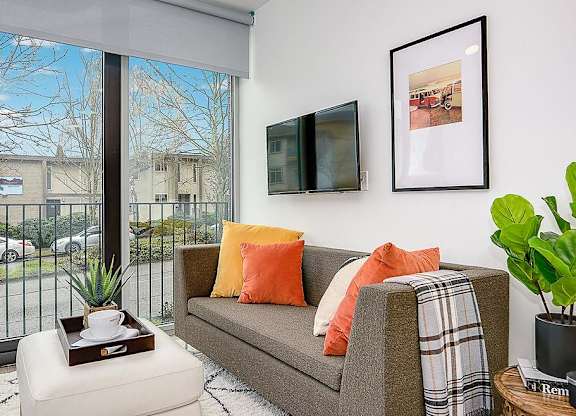Living room with large windows