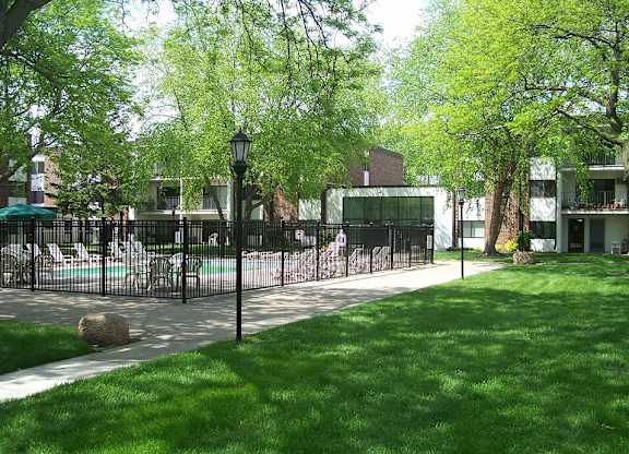 Olympik Village Apartments grounds in Rochester MN
