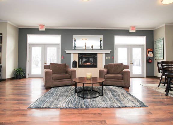 a living room with two couches and a coffee table