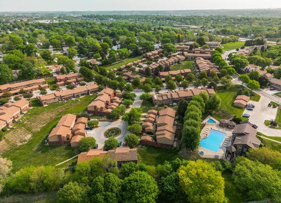 arial view of the apartment complex