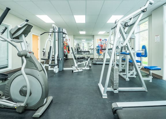 a well equipped gym with cardio equipment and weights