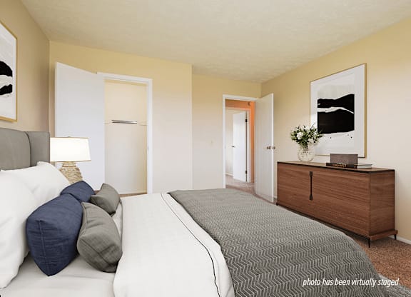 Apartment bedroom with walk in closet