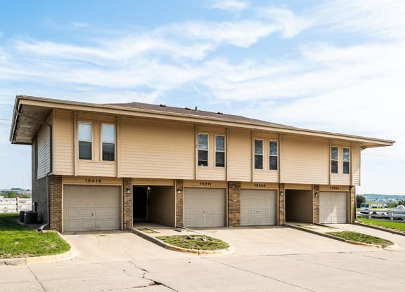 apartment building with garages