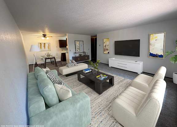 a living room with a couch and a coffee table