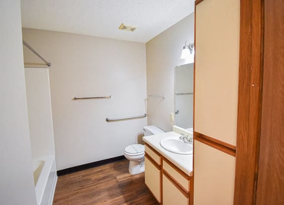 bathroom with lots of storage space
