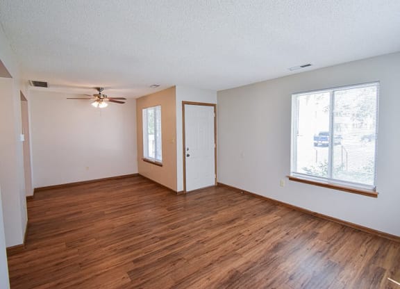 apartment entrance with wood style flooring