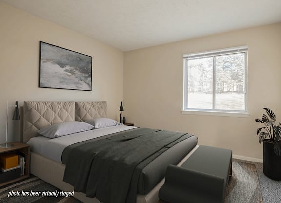 apartment bedroom with big window