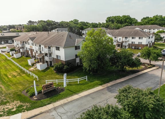 an aerial view of an apartment complex