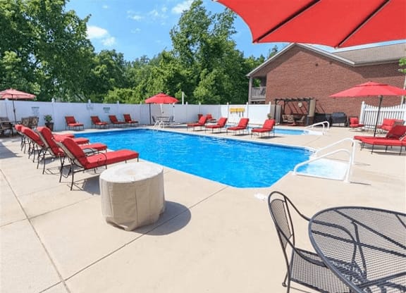 beautiful swimming pool area and sundeck at brickyard apartments