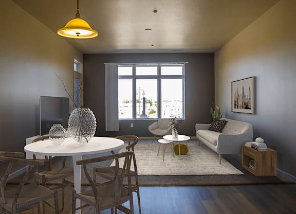 apartment living room with a big window