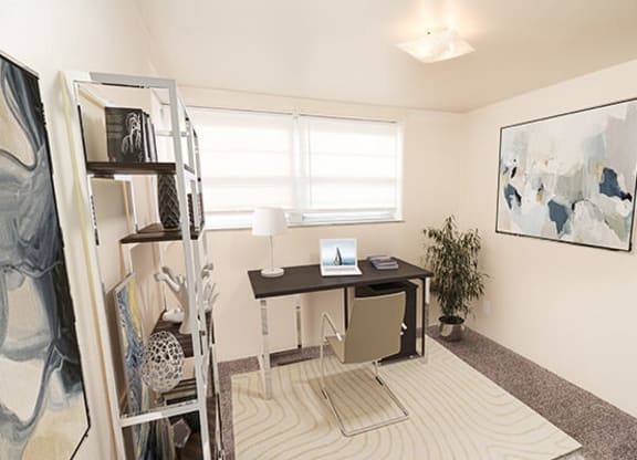 small room with a desk