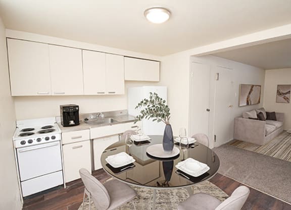open floor plan with a kitchen and living room
