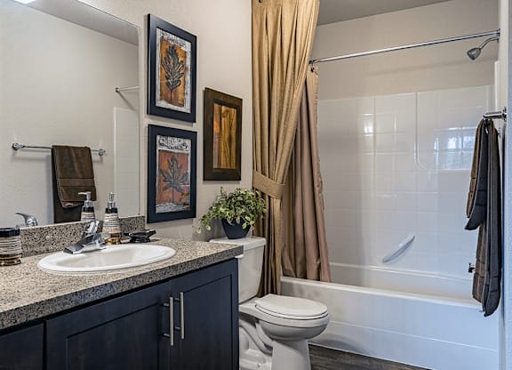 Apartment bathroom with a tub shower