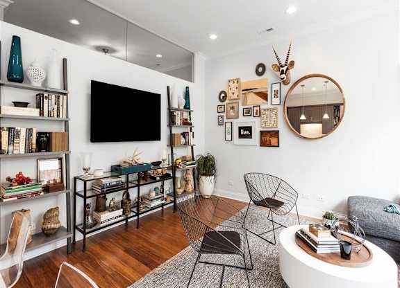 Living room area at Wells Place Apartments, Chicago, IL