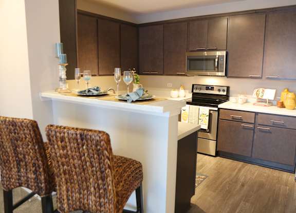 Renovated Kitchens with Stainless Appliances at Landings at Amhurst Lake Apartments, Waukegan, 60085