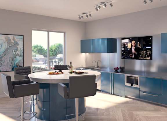 Entertainment space at The Residences of Wilmette, Wilmette, Illinois