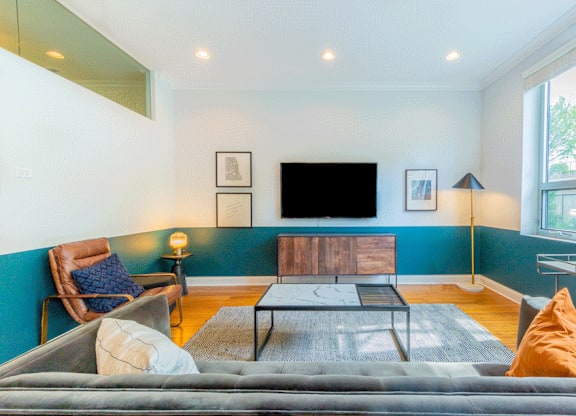 Wooden flooring dining and living at Wells Place Apartments, Chicago, IL, 60607