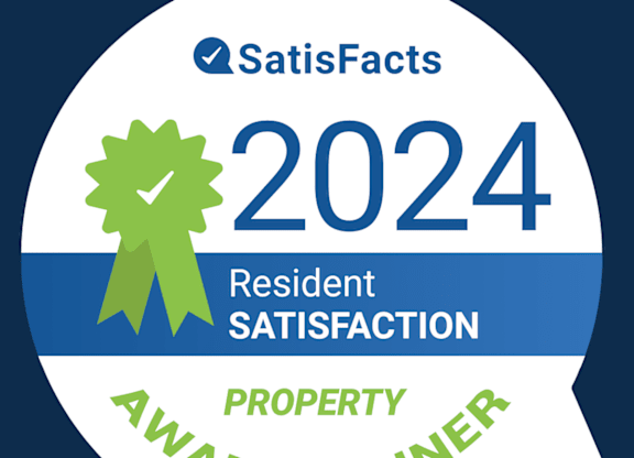 A badge indicating a 2024 resident satisfaction property award winner at Regency Place, Oakbrook Terrace, IL, 60181
