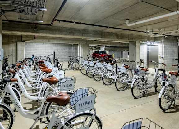 A bike rental station at Elevate Apartments, Madison, WI, 53718