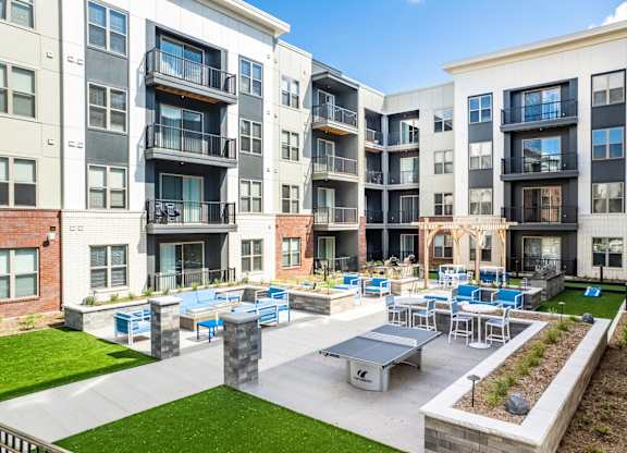 Outdoor seating area. at Elevate Apartments, Madison, WI, 53718