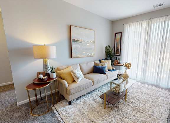 Spacious Living Room at Landings at Amhurst Lake Apartments, Illinois