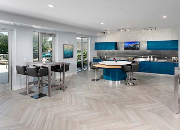 Sleek Modern Resident Lounge at The Residences of Wilmette, Wilmette, IL