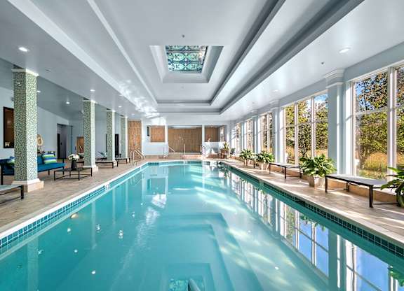 A large indoor swimming pool.