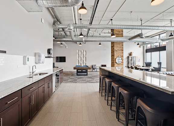 Kitchen island at The Shelby, Chicago, Illinois