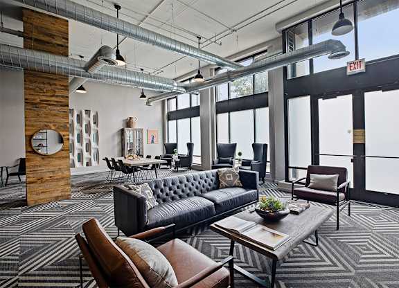 Couch and table in living room at The Shelby, Illinois, 60616