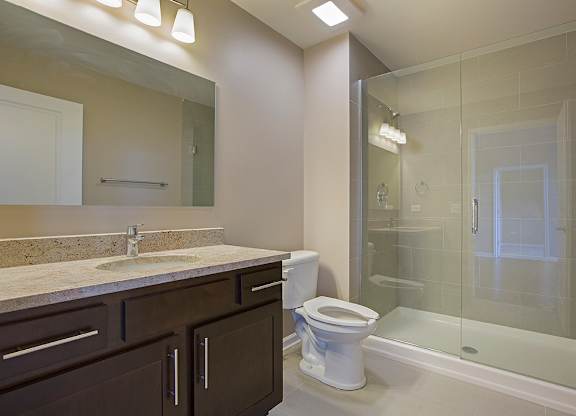 Bathroom with light at The Shelby, Chicago, Illinois