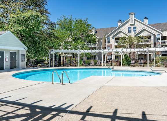 Swimming pool area at Britton Woods Apartments