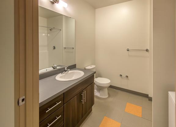 boxcar one bedroom bathroom