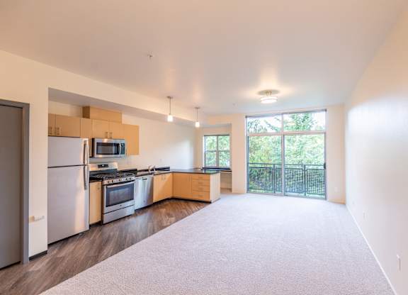 the preserve at ballantyne commons apartment living room and kitchen