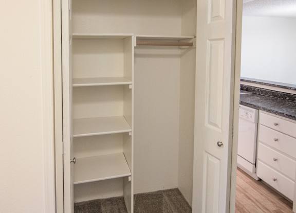 a walk in closet in a 555 waverly unit
