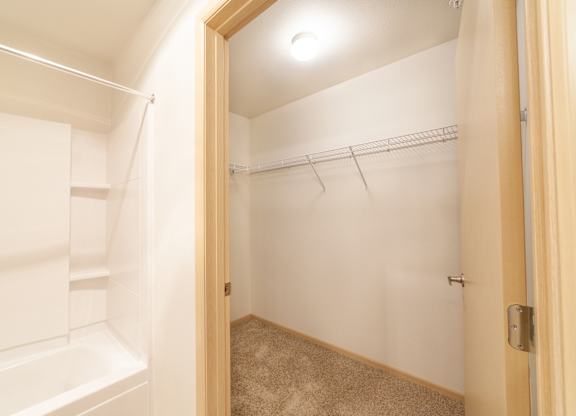 a bathroom with a shower and a bathtub