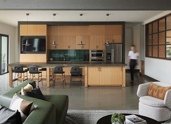 a view of the kitchen from the living room