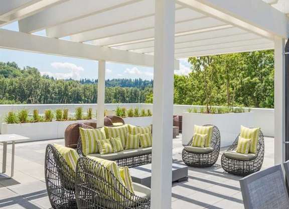 Under arbor on patio amenity