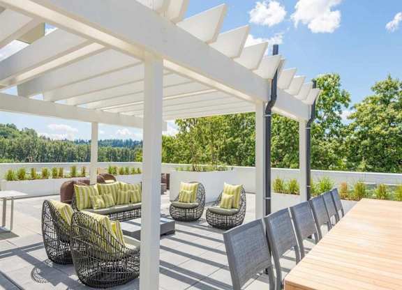 rooftop sitting area on outdoor patio