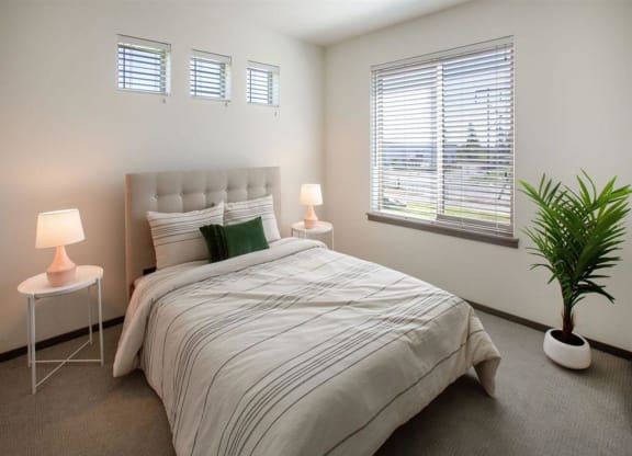 townhome example bedroom with light finishes