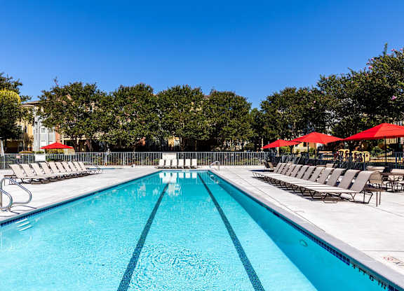 large swimming pool at The Woods Apartments, California, 95136