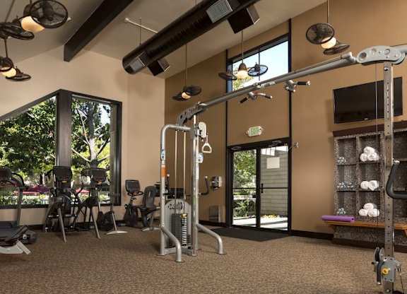 Fitness Center With Updated Equipment at The Woods Apartments, San Jose, California