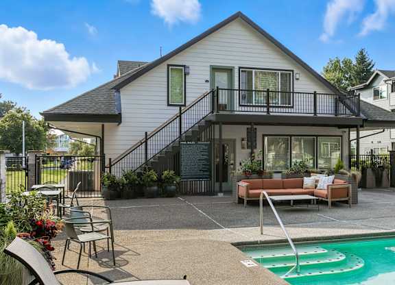 A house with a pool in the backyard.