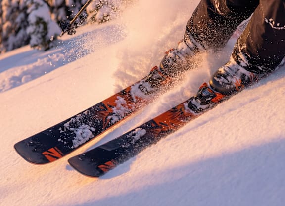 A person is skiing down a snowy hill.